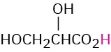 The structure of glyceric acid (2,3-dihydroxypropanoic acid).