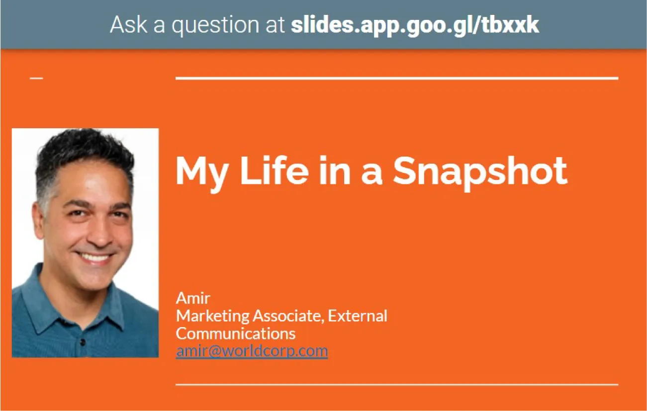 A screenshot showing how the URL used for submitting a question will look is shown.