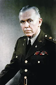 A photograph of George C. Marshall is shown.