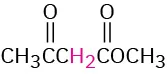 A structure of methyl acetoacetate having a 3-keto ester functional group. Condensed formula, C H 3 bonded to C O bonded to C H 2 bonded to C O O bonded to C H 3.