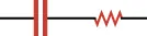 The figure shows two circuit elements connected to each other. The first element is represented by two parallel lines, and the second element is represented by a wiggly line.