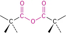 The general structure of carboxylic acid anhydride.