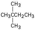 A chemical structure of 2,2-dimethylbutane.