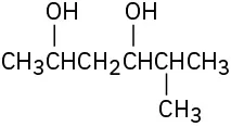 A six-carbon chain with hydroxyl on C 2 and C 4, and methyl group on C 5.