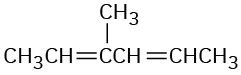 The condensed structural formula has a 6-carbon chain with double bonds between C 2-C 3 and C 4-C 5. C 3 is single bonded to a methyl group.