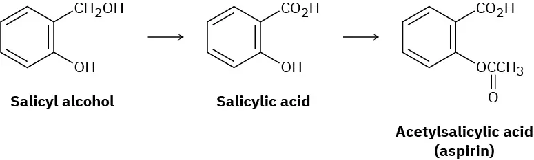 Salicyl alcohol can be converted to salicylic acid, which can be further transformed to acetylsalicylic acid (aspirin).