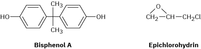 The structures of Bisphenol A and Epichlorohydrin.