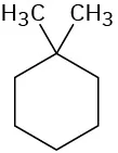 A chemical structure of 1,1-dimethylcyclohexane.