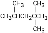 The molecular structure of 2,2,4-trimethylpentane is represented