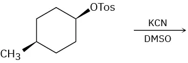 An incomplete reaction between the tosylate of cis-4-methyl-1-cyclohexanol and K C N in D M S O to form unknown product(s).