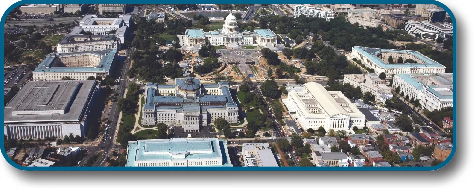 An aerial image of the U. S. Capitol Complex.