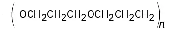 The structure shows a repeating unit of O C H 2 C H 2 C H 2 O C H 2 C H 2 C H 2 with subscript n.