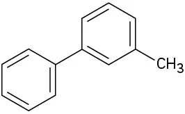 A molecule in which a benzene ring is bonded to a second benzene ring bearing a methyl group in the meta position.