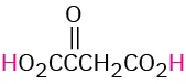 The structure of oxaloacetic acid (oxobutanedioic acid).