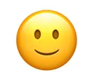 A yellow smiling face emoji with black oval eyes and a simple, closed-mouth smile on a white background.