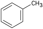 The chemical structure of toluene that has an aromatic ring functional group.