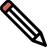 An icon depicting a minimalistic shape of a pencil.