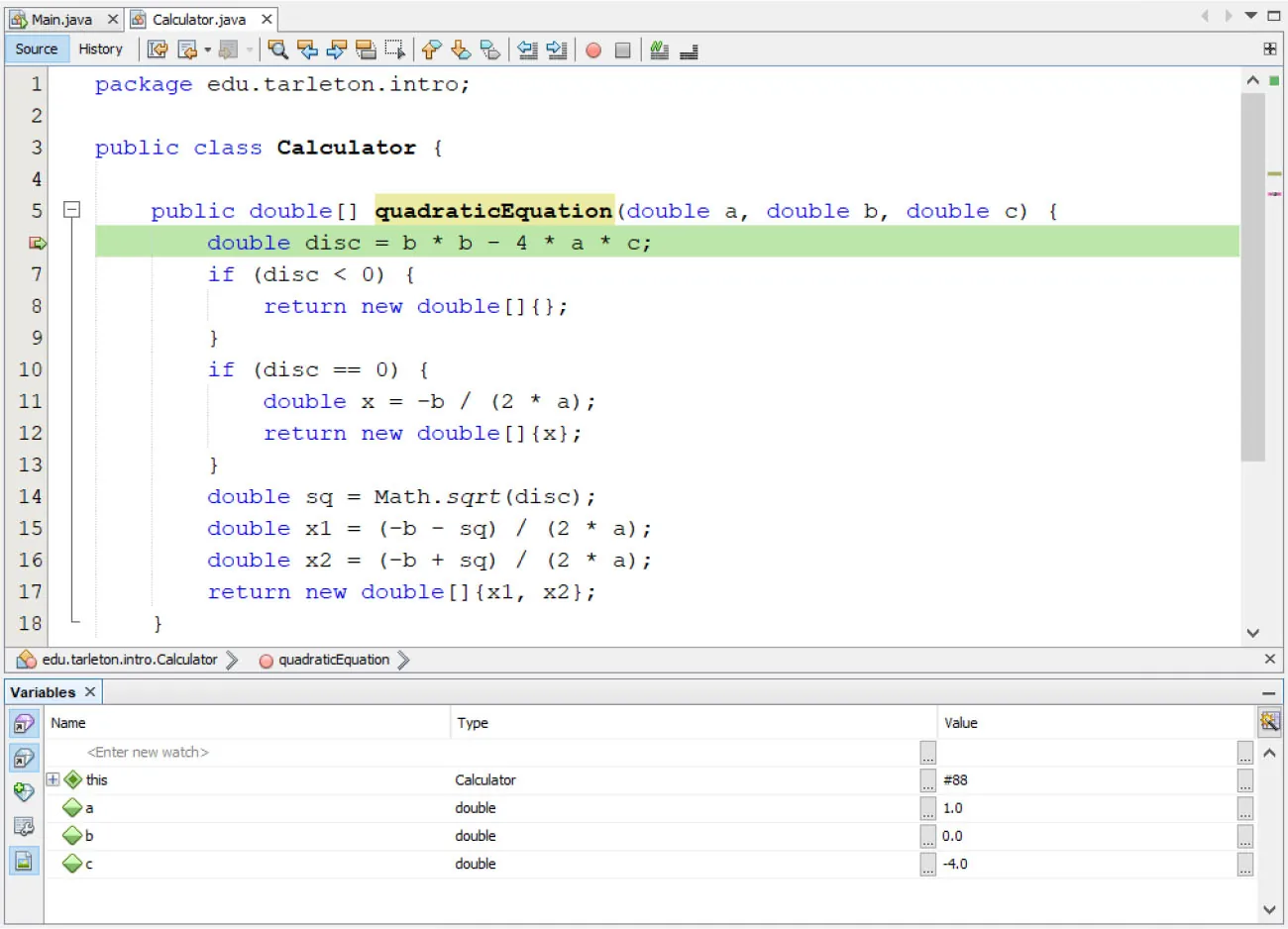 Screenshot of a debugger tool from NetBeans.