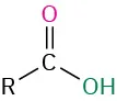 The structure of a carboxylic acid where an R group is attached to a carbonyl group which in turn is attached to a hydroxyl group.
