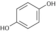 The structure has a benzene ring. C 1 and C 4 are each bonded to a hydroxyl group.