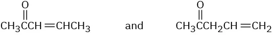Chemical structures of pent-3-en-2-one and pent-4-en-2-one.