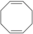 An eight-membered ring with two double bonds opposite one another on the ring.