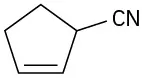 A cyclopentene with a cyano substituent one carbon from the end of the double bond.