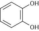 The structure has a benzene ring. C 1 and C 2 are each bonded to a hydroxyl group.