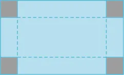 A rectangle is shown. Each corner has a gray shaded square. There are dotted lines drawn across the side of each square attached to the next square.
