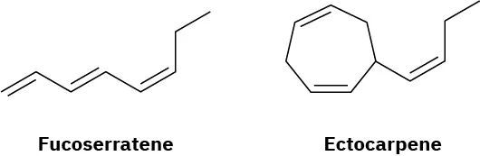The structures of fucoserratene and ectocarpene.