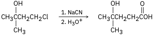 Conversion of 4-chloro-2-methylbutan-2-ol to 4-hydroxy-4-methylpentanoic acid using sodium cyanide followed by acid hydrolysis.