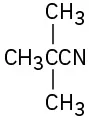 A three-carbon chain in which the first carbon is part of a nitrile group. There are two methyl groups on the adjacent carbon.