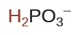 A chemical formula for dihydrogen phosphite ion, H2PO3-, is displayed on a white background. The 'H2' is in a reddish-brown color, while 'PO3-' is in black.