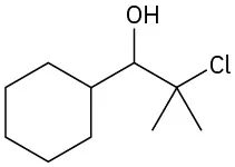 The structure of 2-chloro-1-cyclohexyl-2-methylpropan-1-ol.
