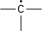 Structure showing carbon with three open bonds and a radical (single electron).