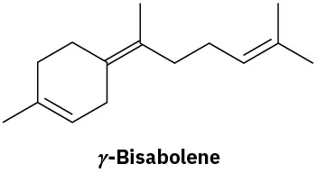 Gamma-bisabolene comprises cyclohexene bonded with methyl and a double bond linked to methyl. Further linked to two methylene groups and C-H is linked to double bond with two methyl groups.