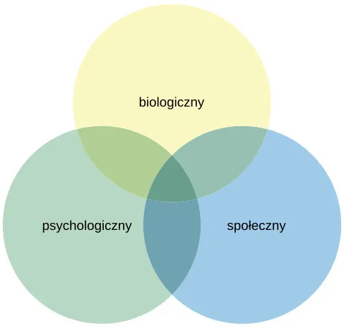 Three circles overlap in the middle. The circles are labeled Biological, Psychological, and Social.