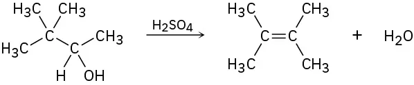 3,3-dimethyl-2-butanol reacts with sulfuric acid to form 2,3-dimethyl-2-butene and water.