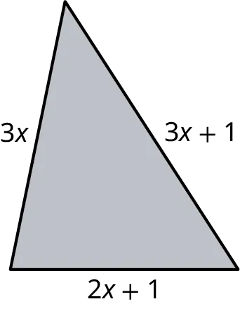 A triangle with its sides marked 3 x, 3 x plus 1, and 2 x plus 1.