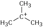 A central carbon with a positive charge is bonded to three methyl groups.