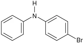 A molecule in which a central N H group is bonded to a benzene ring and a second benzene ring bearing a bromine atom in the para position
