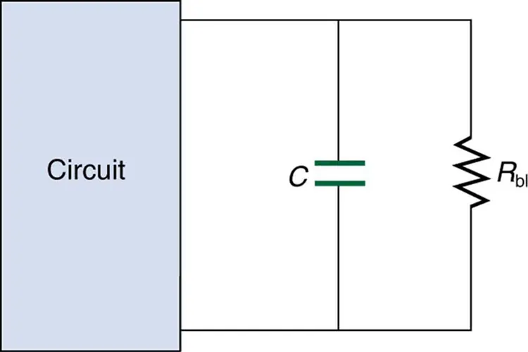An electrical circuit with a capacitor has an extra resistor R sub b l, called a bleeder, installed in parallel with the capacitor.