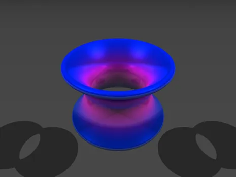 This figure is an image of a catenoid. It has been formed by rotating a catenary curve about a vertical axis.