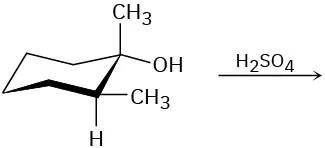 An incomplete reaction between 1S,2S-1,2-dimethylcyclohexanol in sulfuric acid to form unknown product(s).