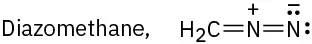 The Lewis structure of diazomethane.