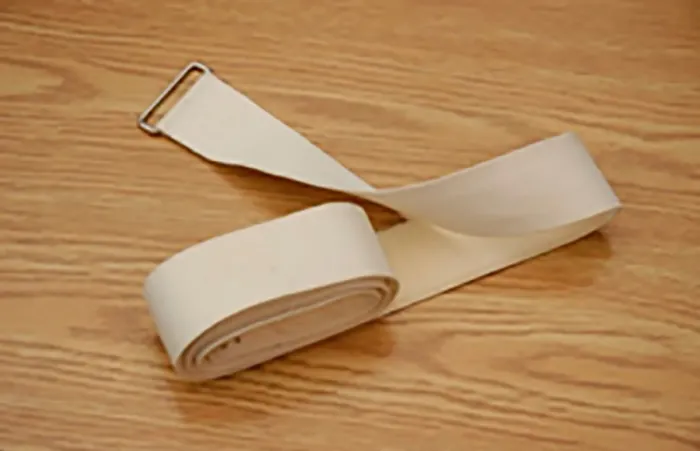 A photograph shows a cloth gait belt.