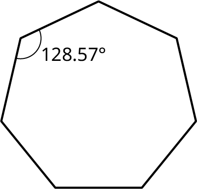 A heptagon with one of its angles marked 128.57 degrees.