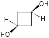 Four-carbon ring with wedged hydroxyl and dashed hydrogen on C 1, and dashed hydrogen and wedged hydroxyl on C 3 position.