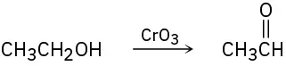 Ethanol reacts with chromium trioxide to form methanaldehyde.