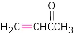 The structure of but-3-en-2-one (Michael acceptor) shows a four-carbon chain with a carbonyl at the second carbon. A double bond connects the third and fourth carbon.